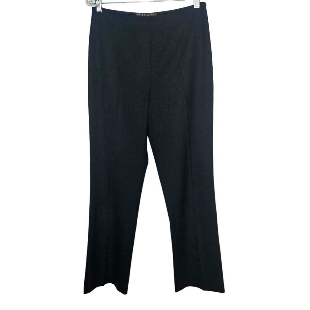 RALPH LAUREN Black Label Trouser Pants Women's Size 10 Wool Blend Black Stretch